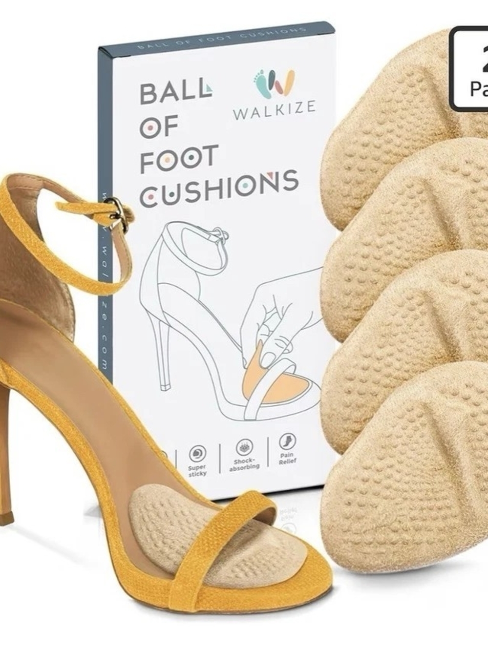Yellow Suede High Heel Ball-of-Foot Cushions